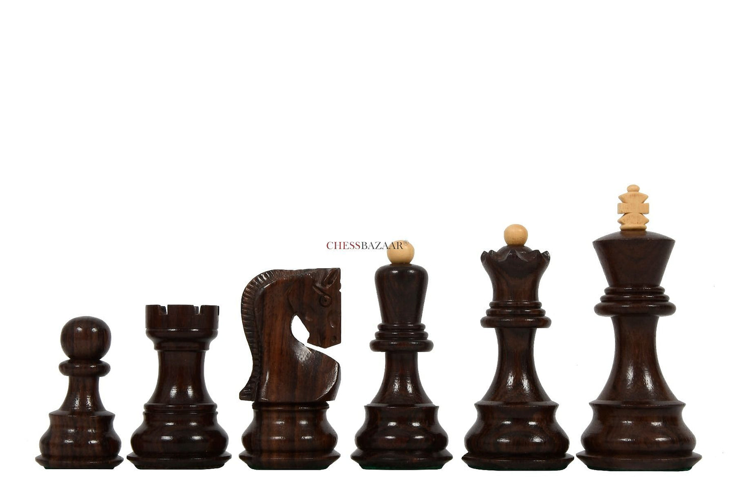 Old 1959 Russian Zagreb Staunton Chess Pieces in Rosewood / Natural Boxwood - 3.8" King