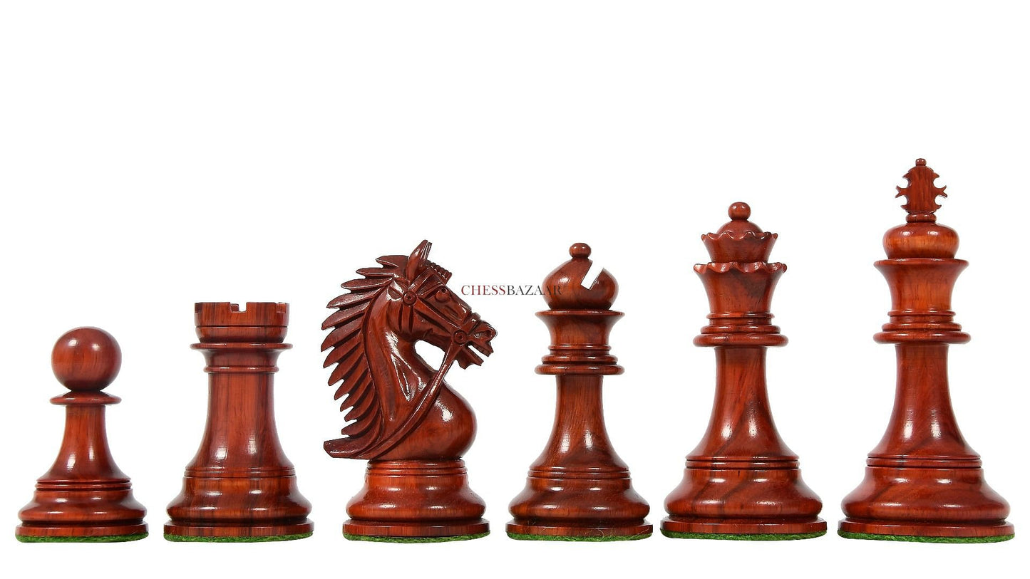 The CB Bridle Series Luxury Heavy Weighted Chess Pieces in Bud Rosewood / Boxwood - 4.2" King