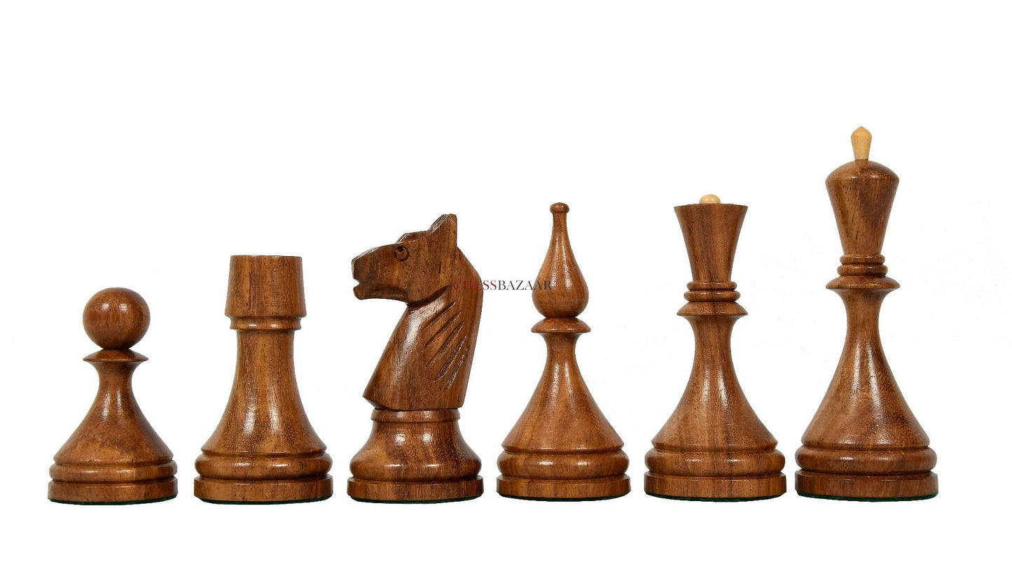 Reproduced 1961 Soviet Championship Baku Chess Pieces in Sheesham / Box wood - 4" King