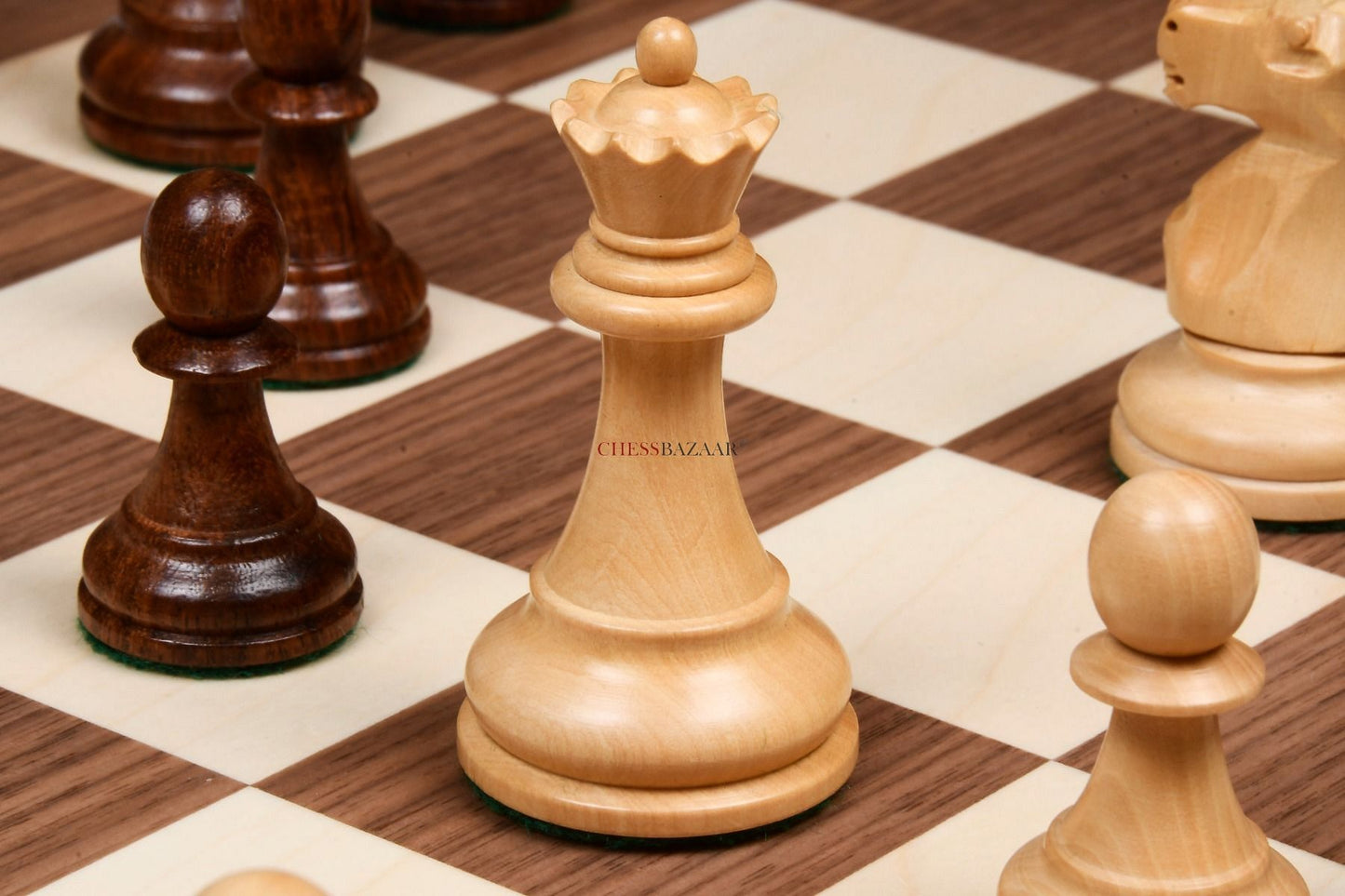 1972 Reproduced Fischer-Spassky Staunton Pattern Chess Pieces V2.0 in Sheesham Wood & Boxwood - 3.75" King