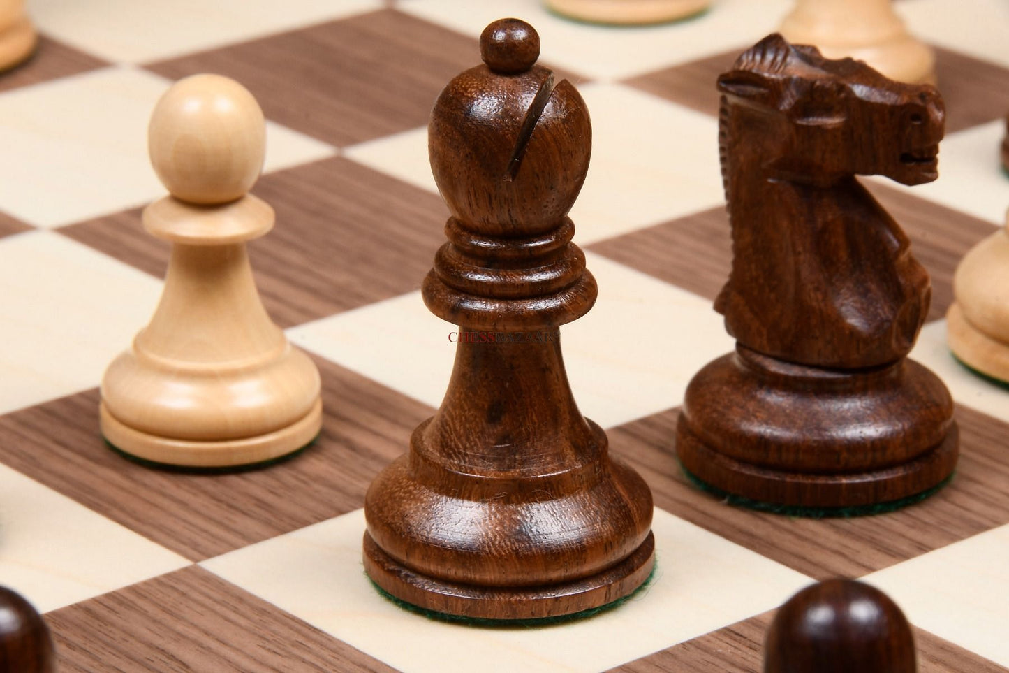 1972 Reproduced Fischer-Spassky Staunton Pattern Chess Pieces V2.0 in Sheesham Wood & Boxwood - 3.75" King