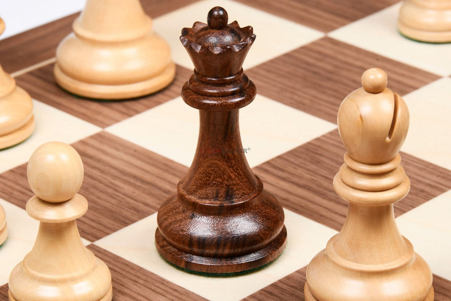 1972 Reproduced Fischer-Spassky Staunton Pattern Chess Pieces V2.0 in Sheesham Wood & Boxwood - 3.75" King