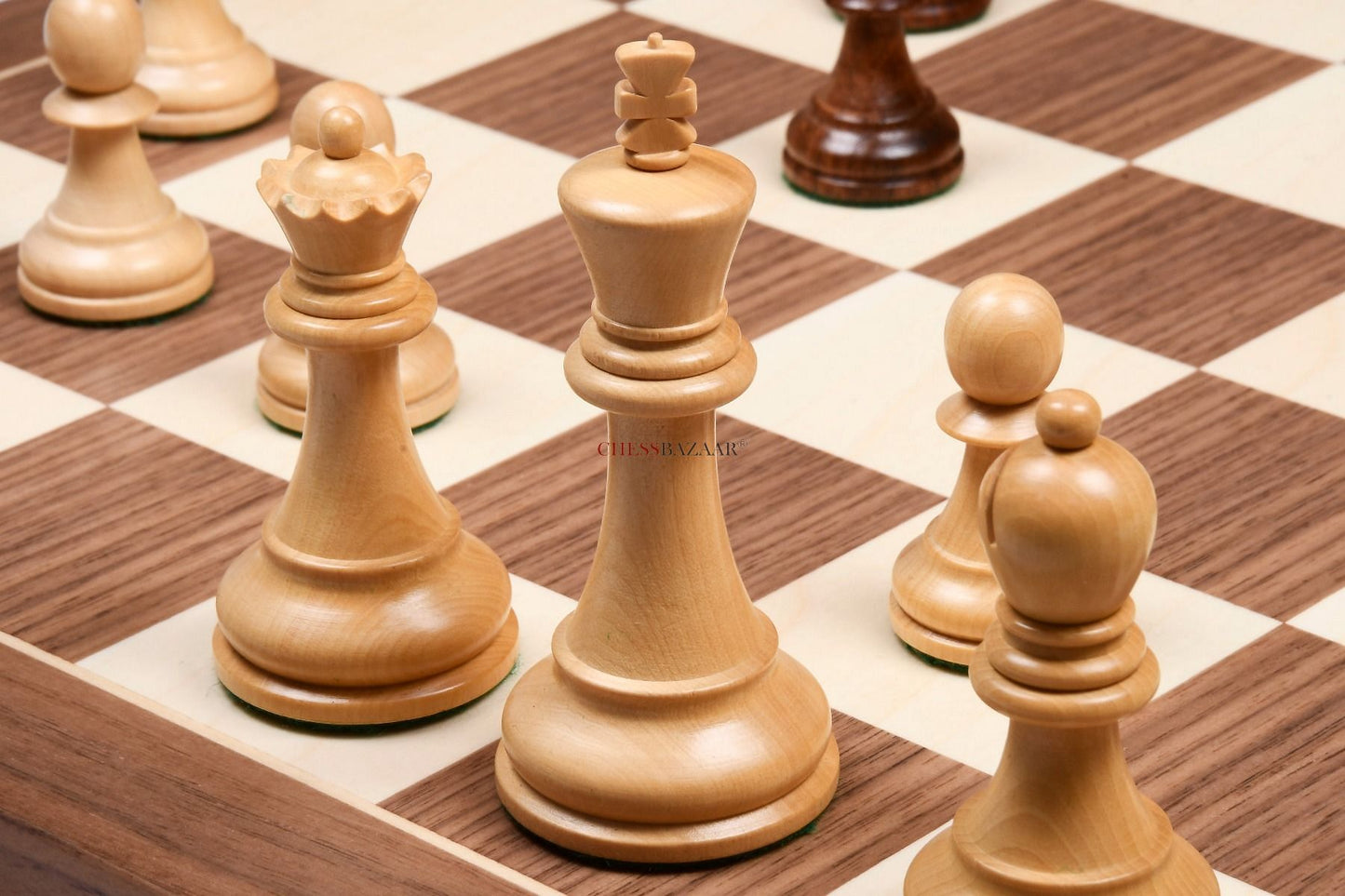 1972 Reproduced Fischer-Spassky Staunton Pattern Chess Pieces V2.0 in Sheesham Wood & Boxwood - 3.75" King