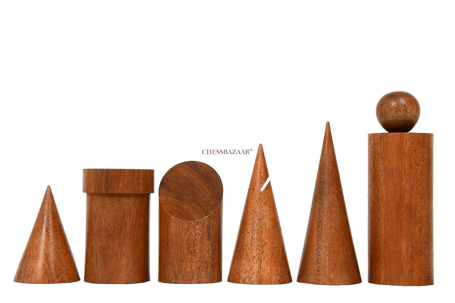 Geometric Minimalist Pattern Seamless Design Chess Pieces in Sheesham & Box Wood - 3.4" King