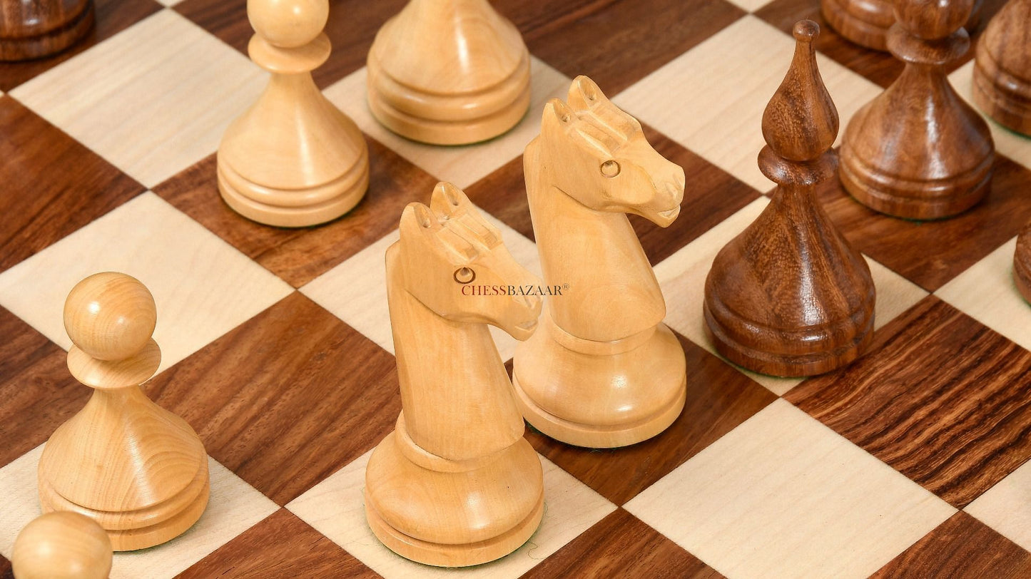 Reproduced 1961 Soviet Championship Baku Chess Pieces in Sheesham / Box wood - 4" King