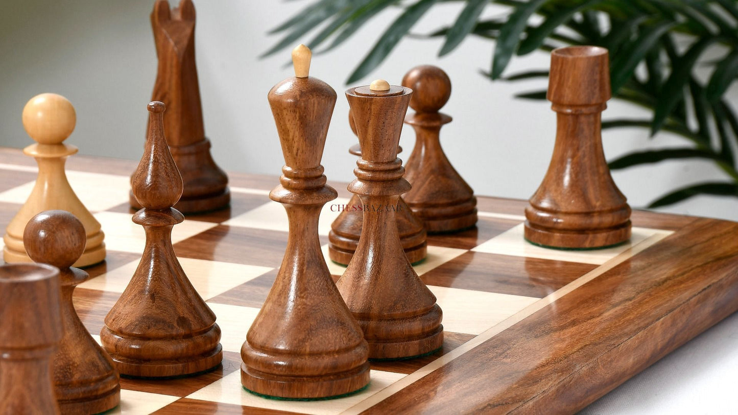 Reproduced 1961 Soviet Championship Baku Chess Pieces in Sheesham / Box wood - 4" King
