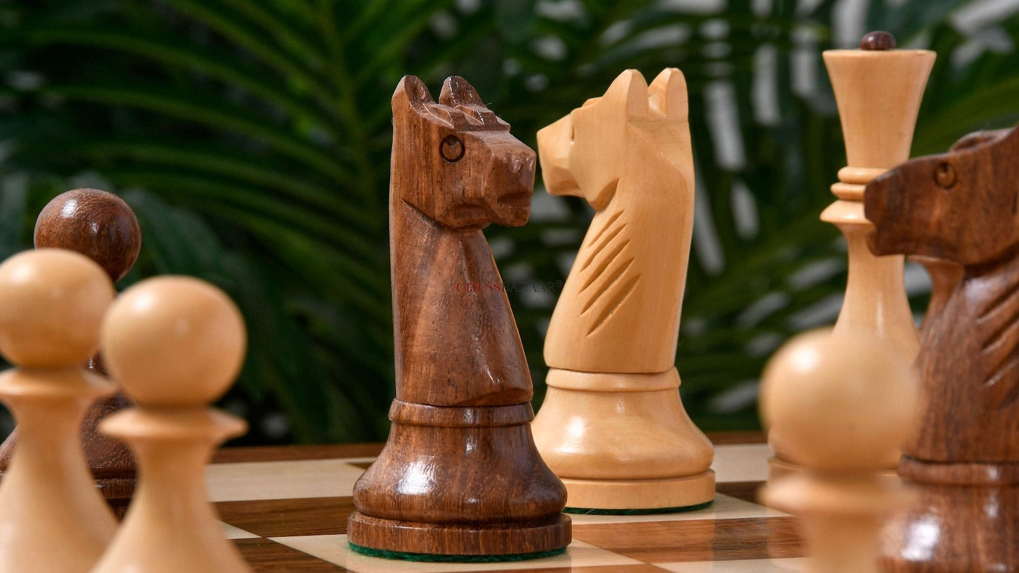 Reproduced 1961 Soviet Championship Baku Chess Pieces in Sheesham / Box wood - 4" King