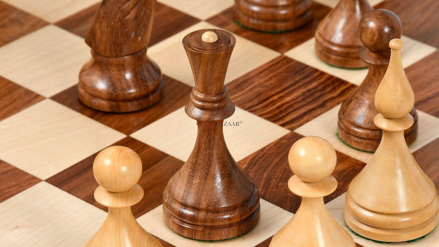 Reproduced 1961 Soviet Championship Baku Chess Pieces in Sheesham / Box wood - 4" King