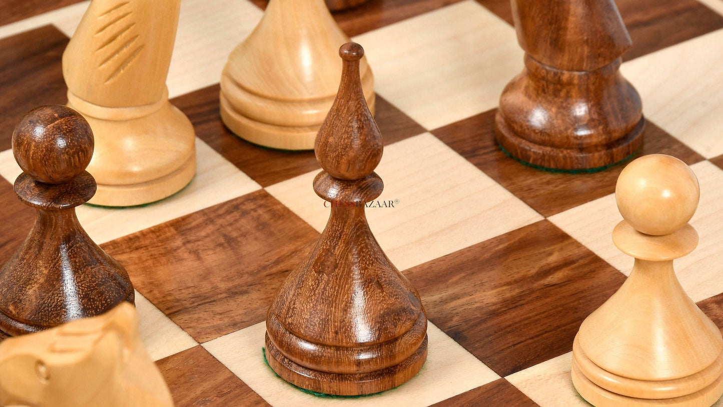 Reproduced 1961 Soviet Championship Baku Chess Pieces in Sheesham / Box wood - 4" King