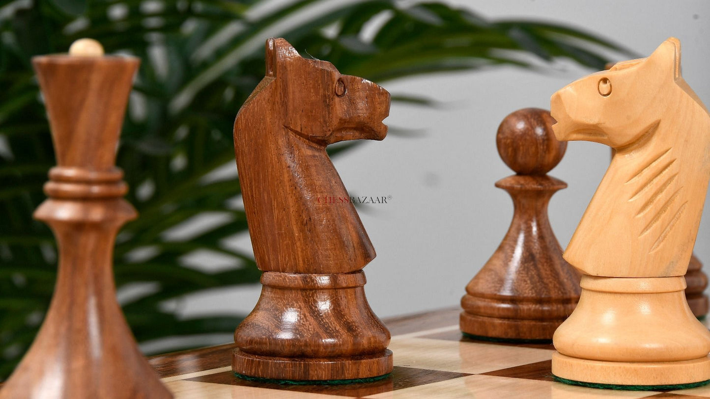 Reproduced 1961 Soviet Championship Baku Chess Pieces in Sheesham / Box wood - 4" King