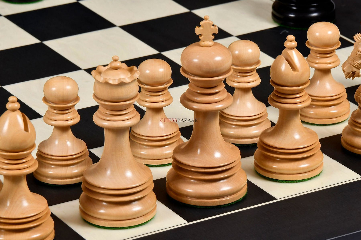The Indian Chetak II Customized Lead Weighted Staunton Wood Chess Pieces in Ebony Wood / Box Wood - 4.3" King extra Queens