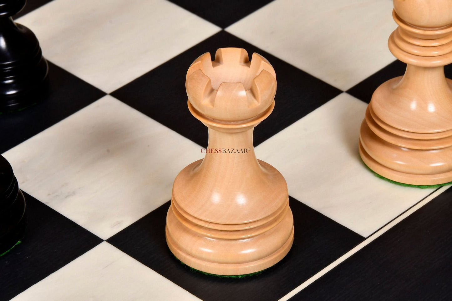 The Indian Chetak II Customized Lead Weighted Staunton Wood Chess Pieces in Ebony Wood / Box Wood - 4.3" King extra Queens