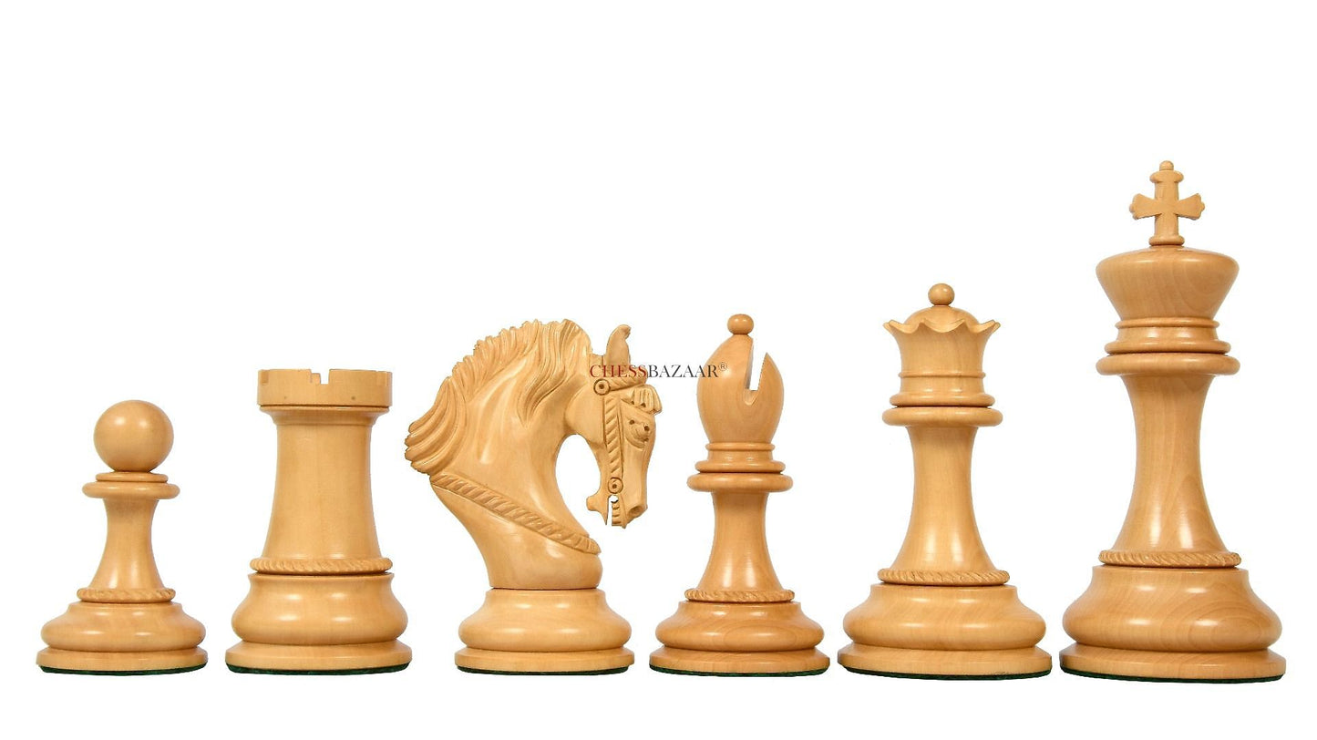 The Excalibur Luxury Artisan Series Chess Pieces in Ebony / Box Wood - 4.6" King