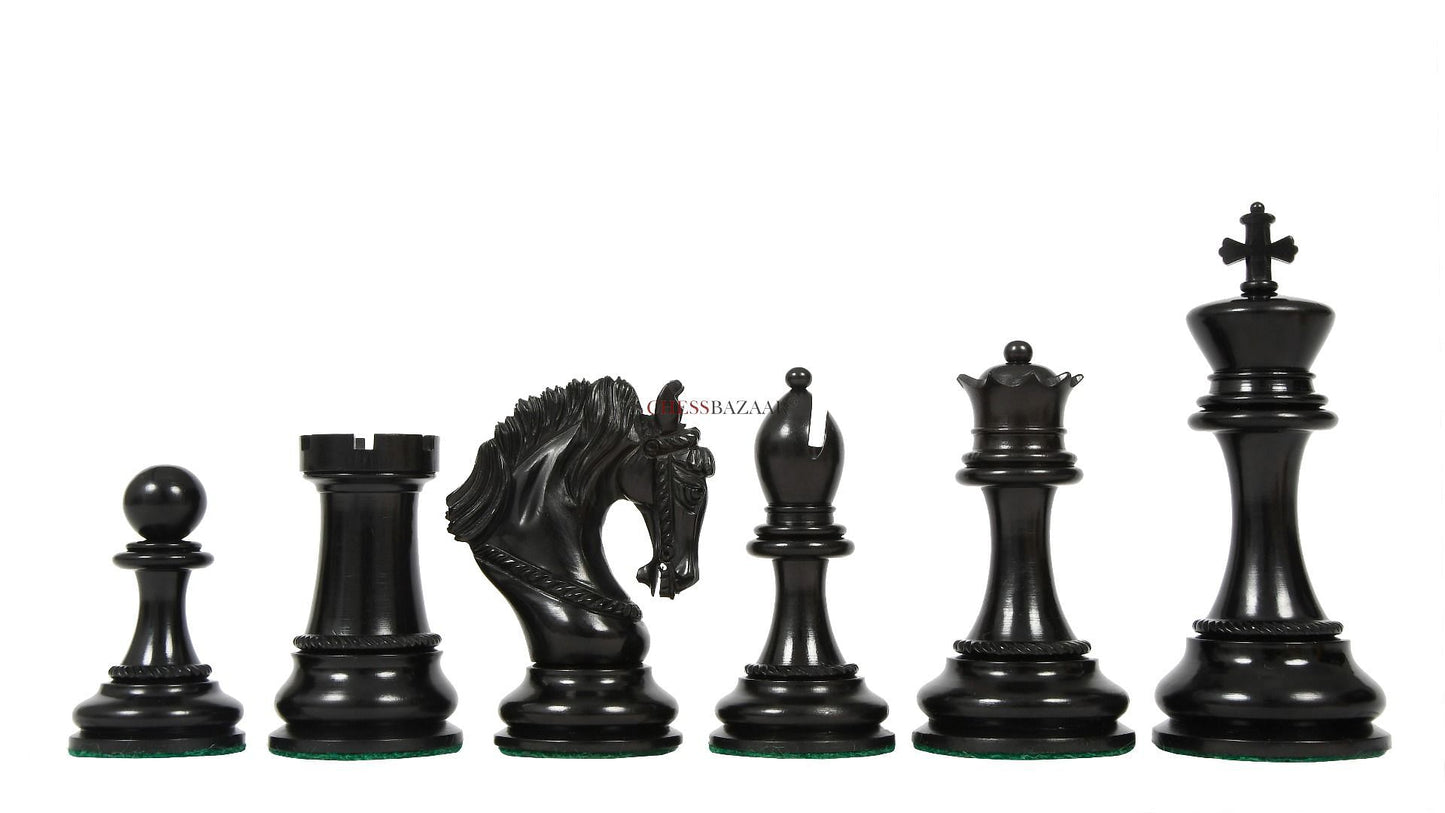 The Excalibur Luxury Artisan Series Chess Pieces in Ebony / Box Wood - 4.6" King