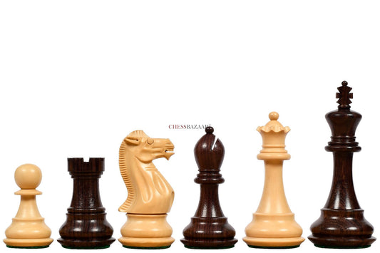 Desert Gold Staunton Series Wooden Chess Pieces in Rosewood & Box Wood - 4.0" King