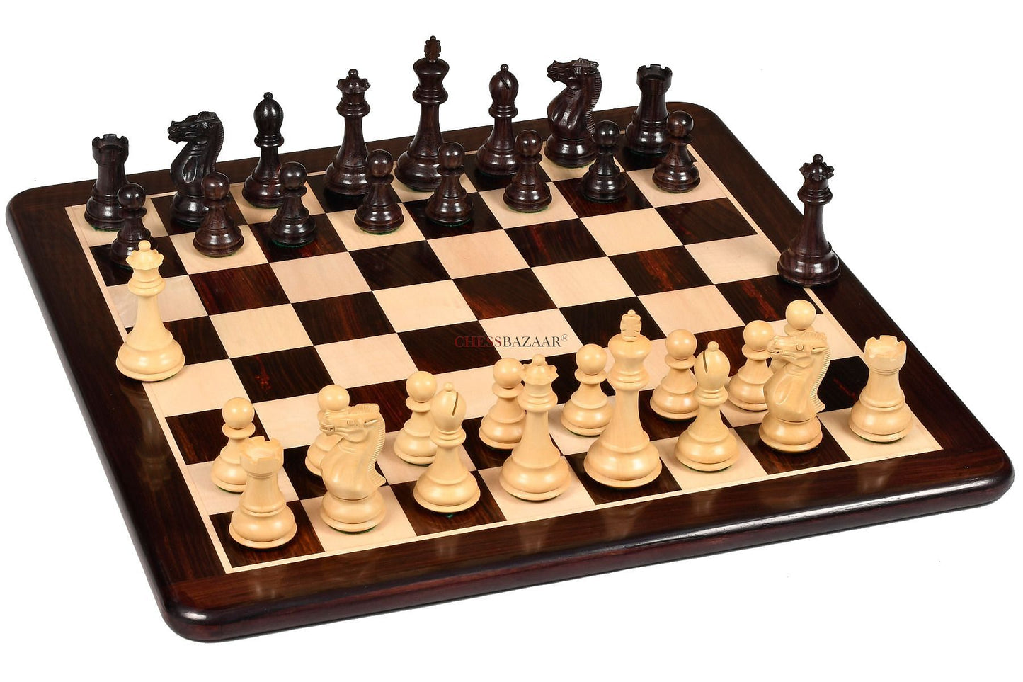 Desert Gold Staunton Series Wooden Chess Pieces in Rosewood & Box Wood - 4.0" King