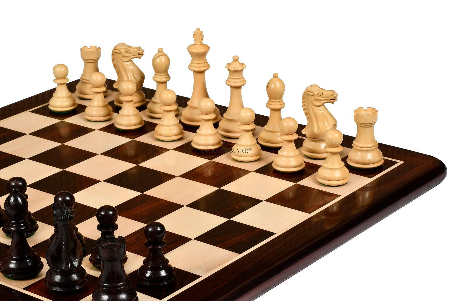 Desert Gold Staunton Series Wooden Chess Pieces in Rosewood & Box Wood - 4.0" King