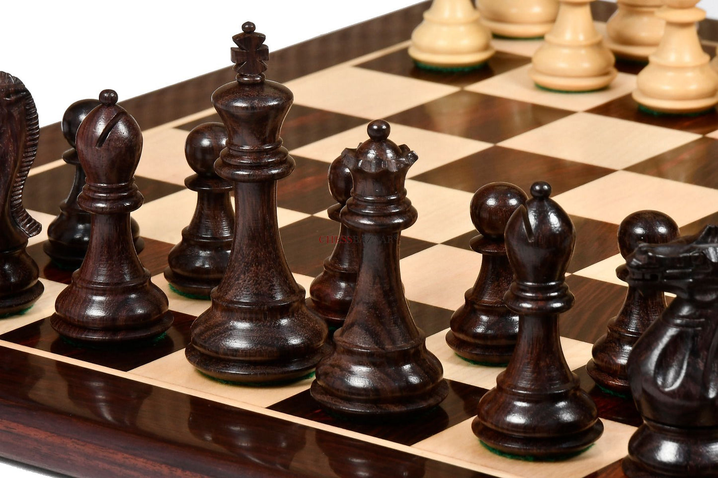 Desert Gold Staunton Series Wooden Chess Pieces in Rosewood & Box Wood - 4.0" King