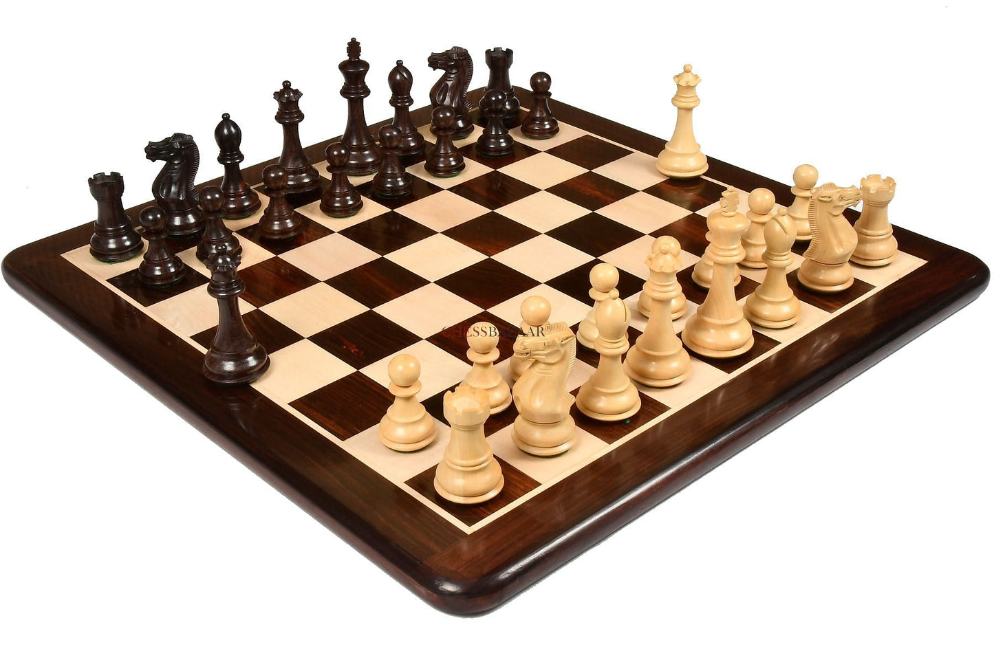 Desert Gold Staunton Series Wooden Chess Pieces in Rosewood & Box Wood - 4.0" King