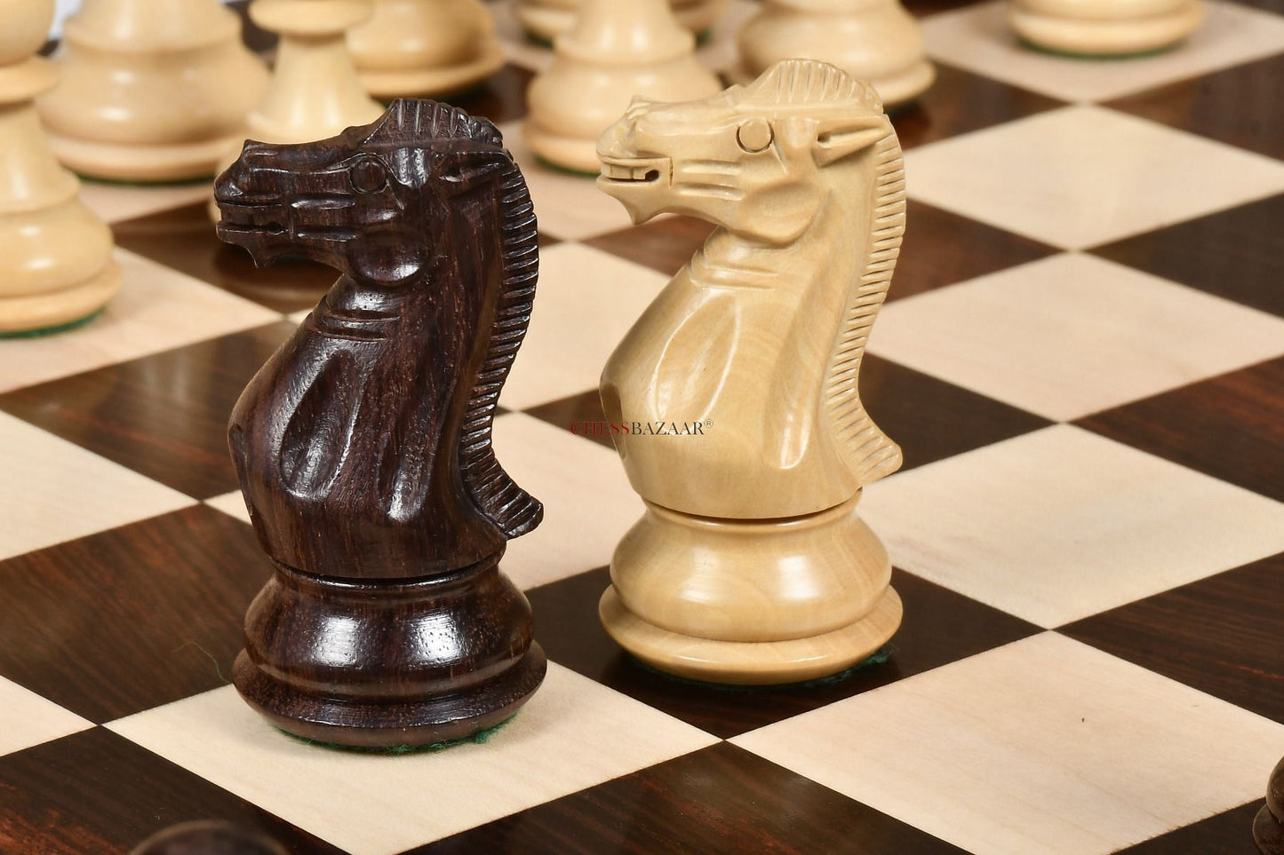 Desert Gold Staunton Series Wooden Chess Pieces in Rosewood & Box Wood - 4.0" King