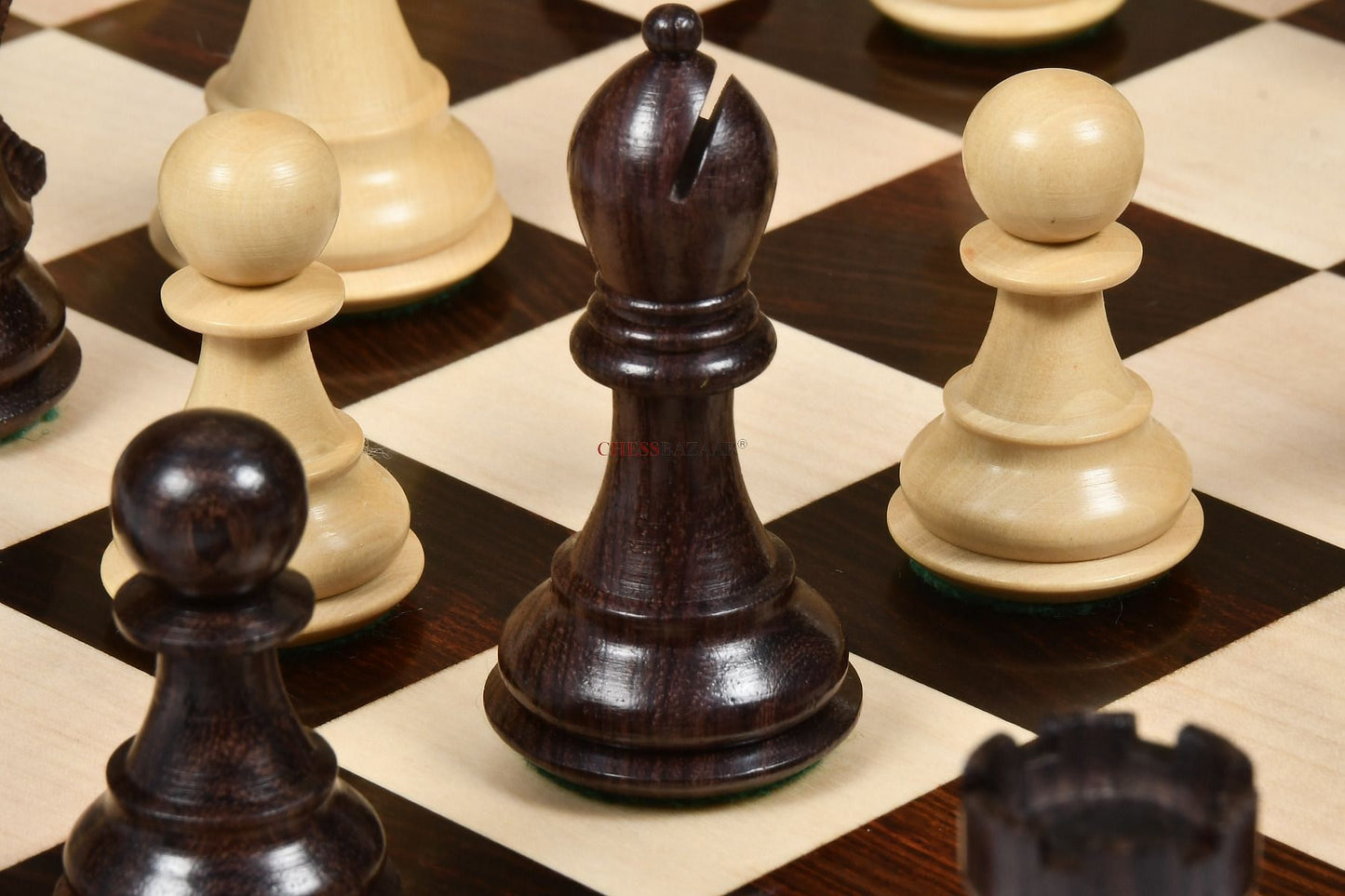 Desert Gold Staunton Series Wooden Chess Pieces in Rosewood & Box Wood - 4.0" King
