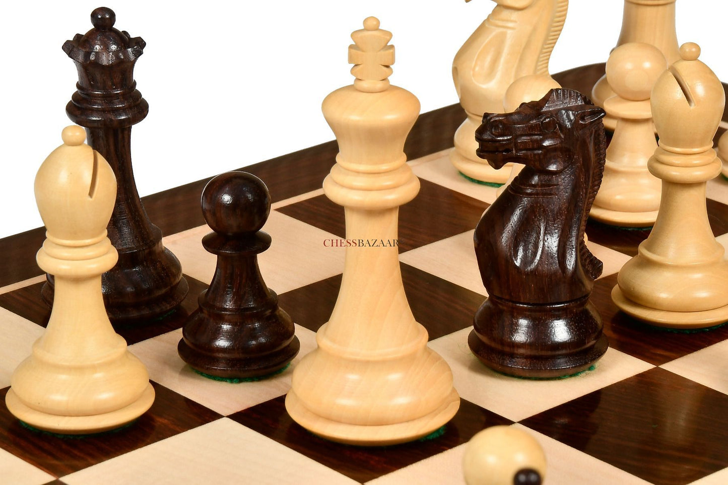 Desert Gold Staunton Series Wooden Chess Pieces in Rosewood & Box Wood - 4.0" King