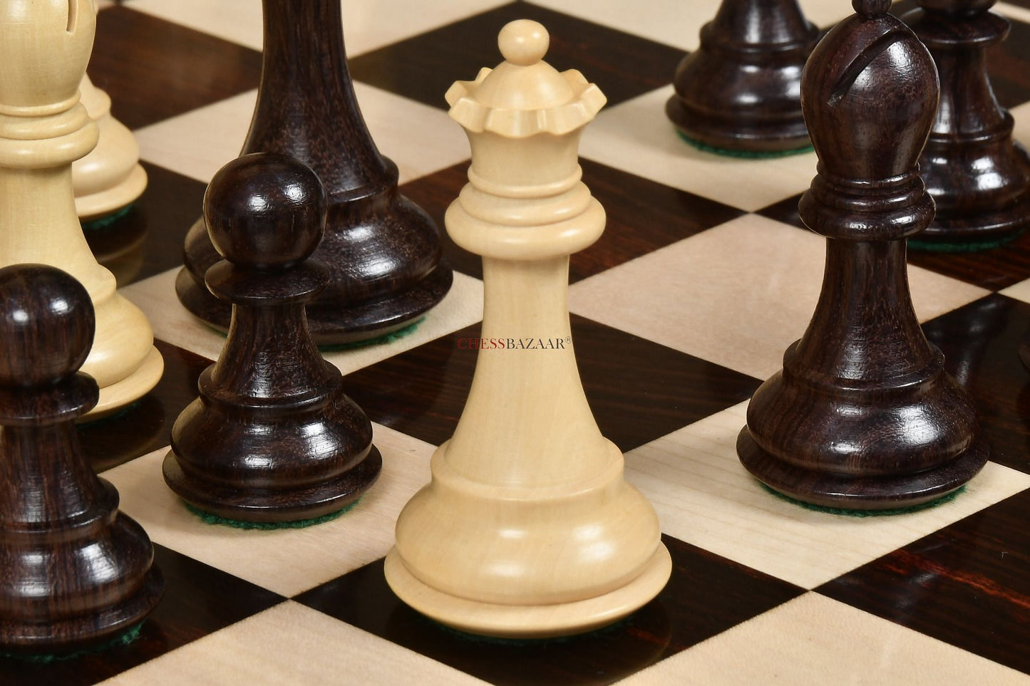 Desert Gold Staunton Series Wooden Chess Pieces in Rosewood & Box Wood - 4.0" King
