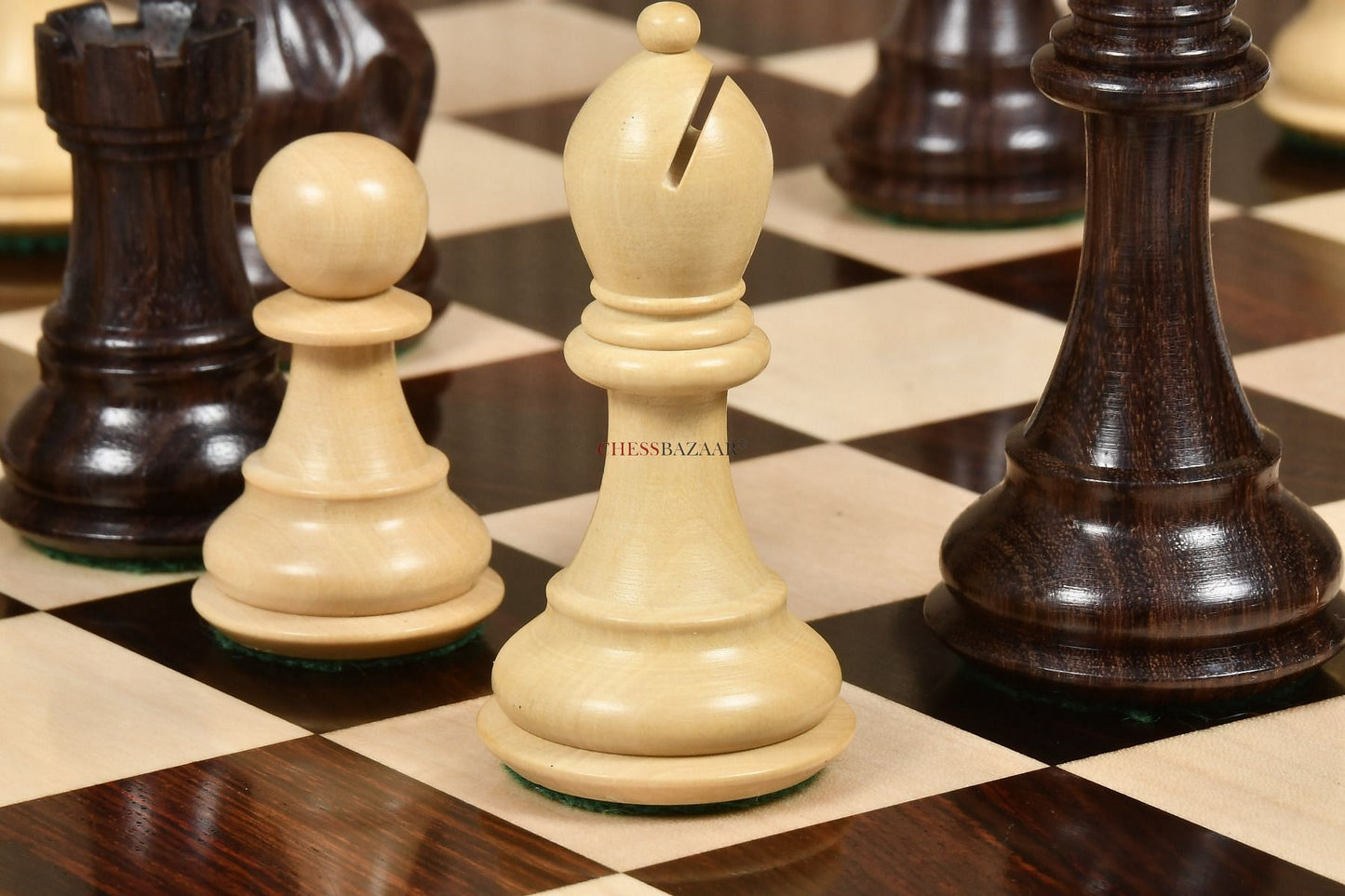 Desert Gold Staunton Series Wooden Chess Pieces in Rosewood & Box Wood - 4.0" King