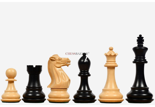 Desert Gold Staunton Series Wooden Chess Pieces in Ebonized Boxwood & Natural Boxwood - 4.0" King