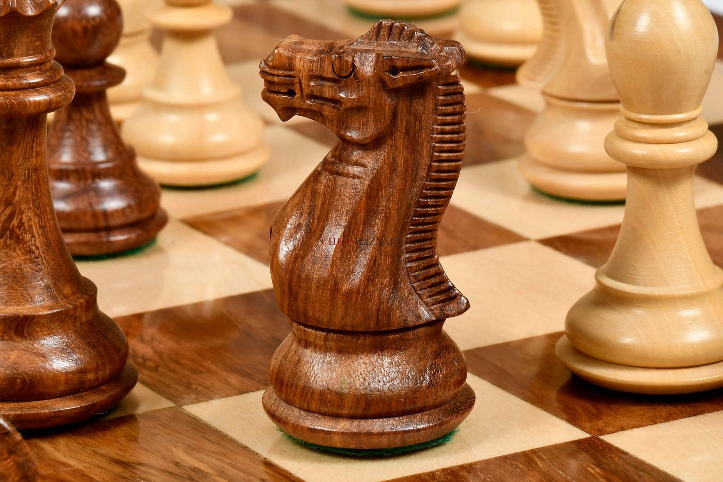 Desert Gold Staunton Series Wooden Chess Pieces in Sheesham & Box Wood - 4.0" King