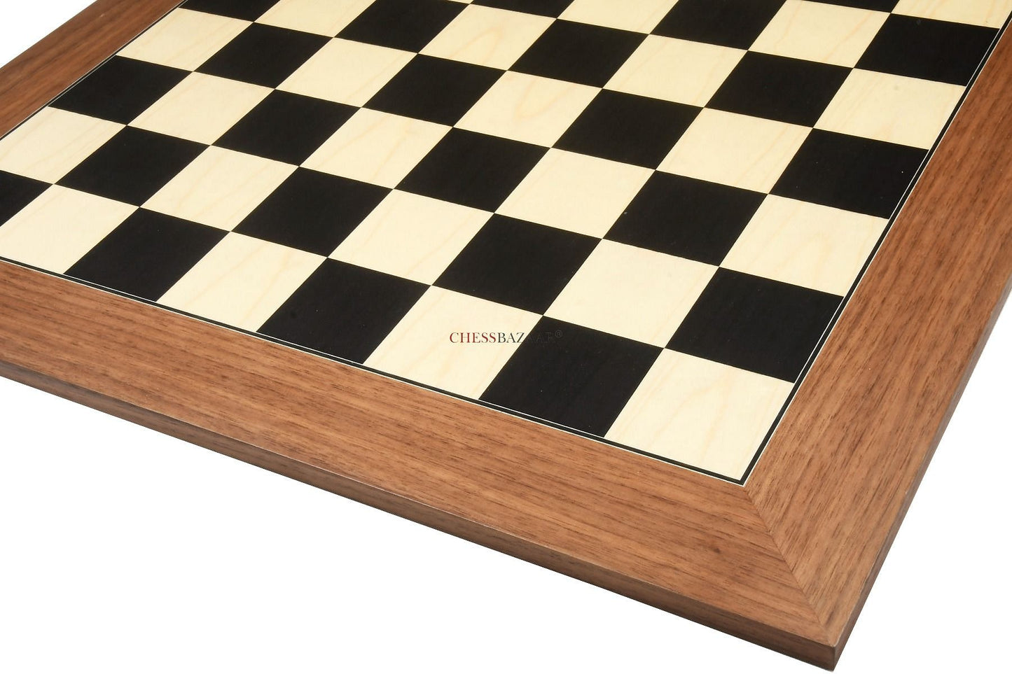 Wooden Deluxe Black Dyed Poplar & Sycamore with Matte Finish Chess Board 24" - 60 mm