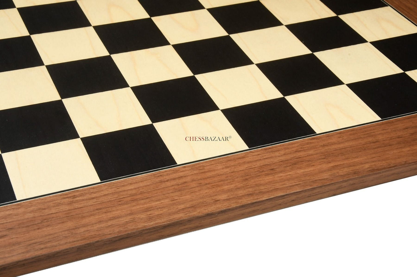 Wooden Deluxe Black Dyed Poplar & Sycamore with Matte Finish Chess Board 24" - 60 mm