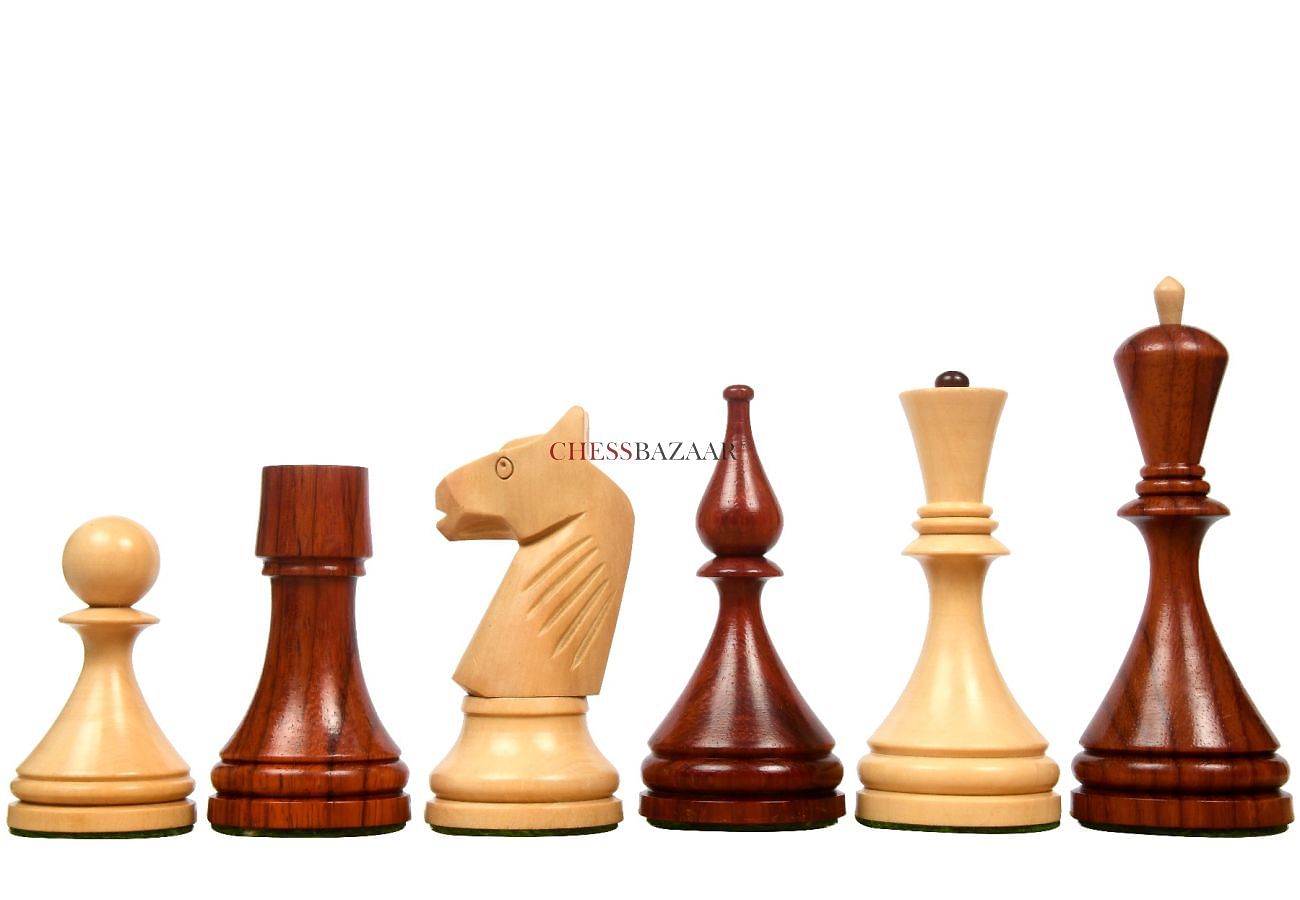 Reproduced 1961 Soviet Championship Baku Chess Pieces in Bud Rosewood & Boxwood - 4” King