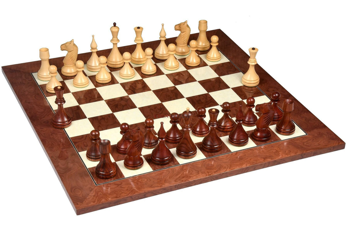 Reproduced 1961 Soviet Championship Baku Chess Pieces in Bud Rosewood & Boxwood - 4” King