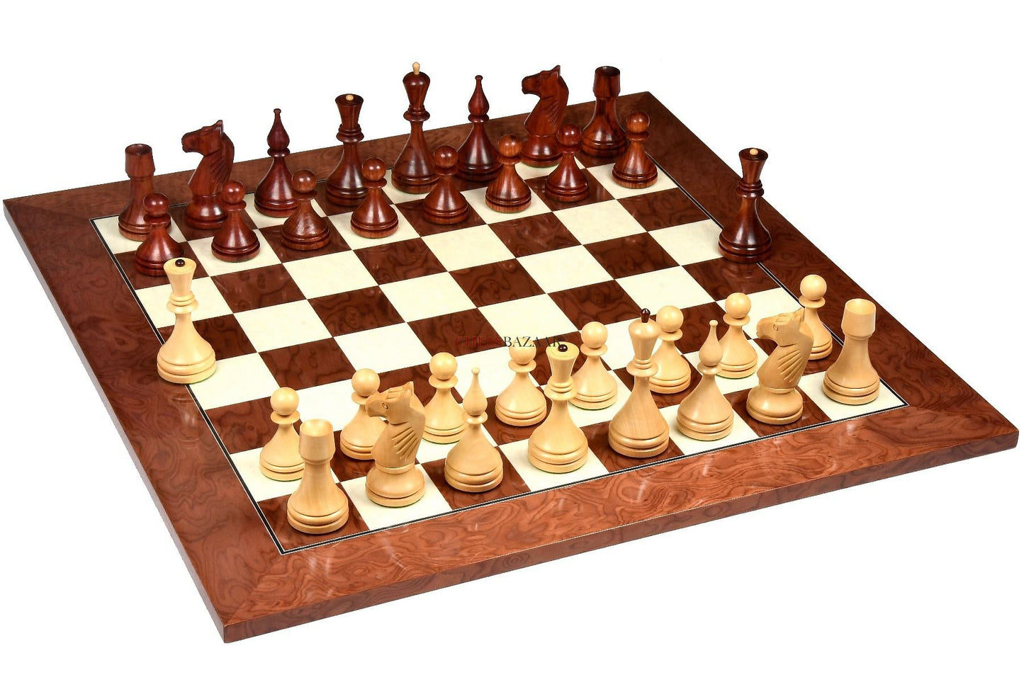 Reproduced 1961 Soviet Championship Baku Chess Pieces in Bud Rosewood & Boxwood - 4” King