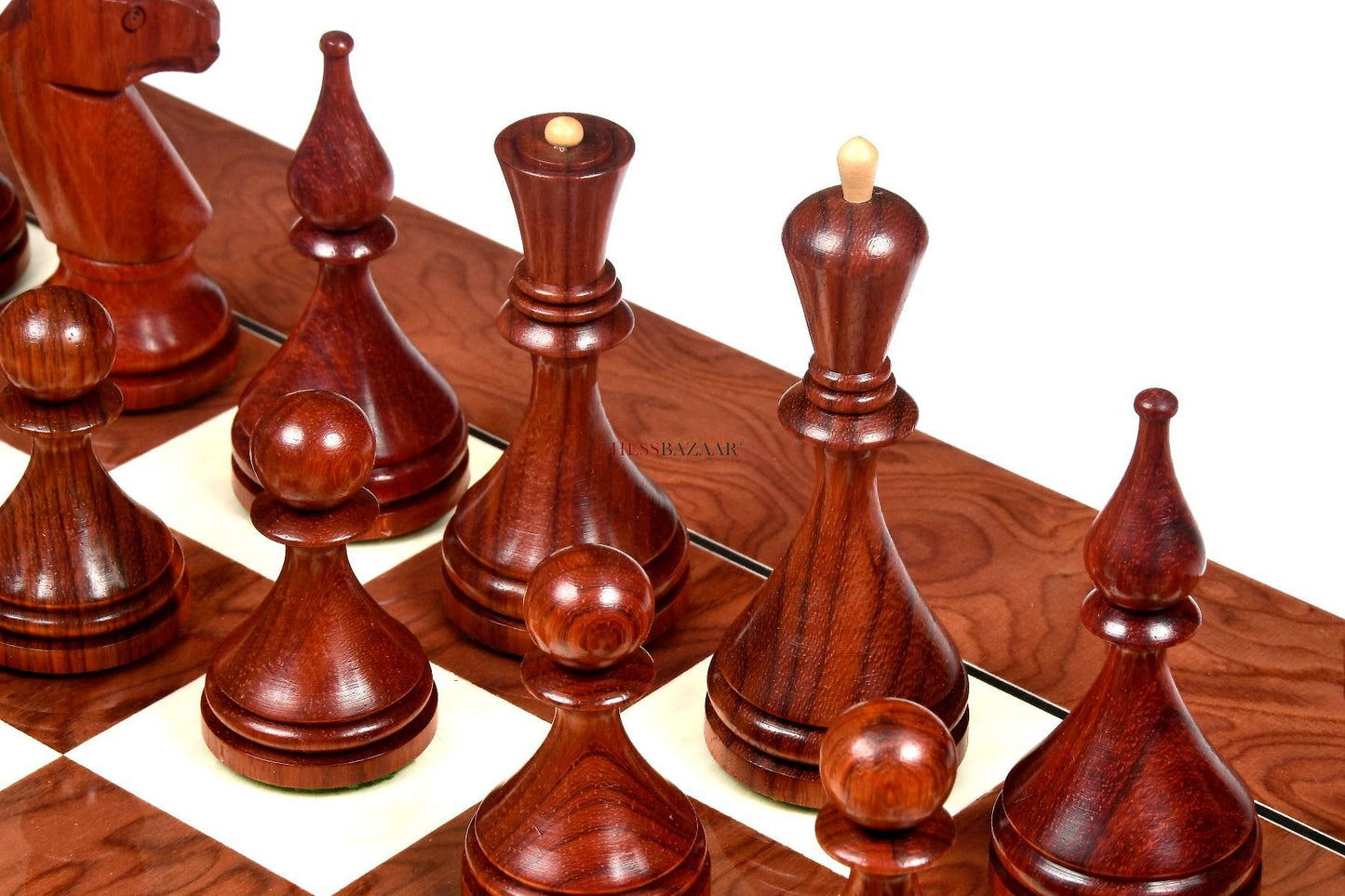 Reproduced 1961 Soviet Championship Baku Chess Pieces in Bud Rosewood & Boxwood - 4” King
