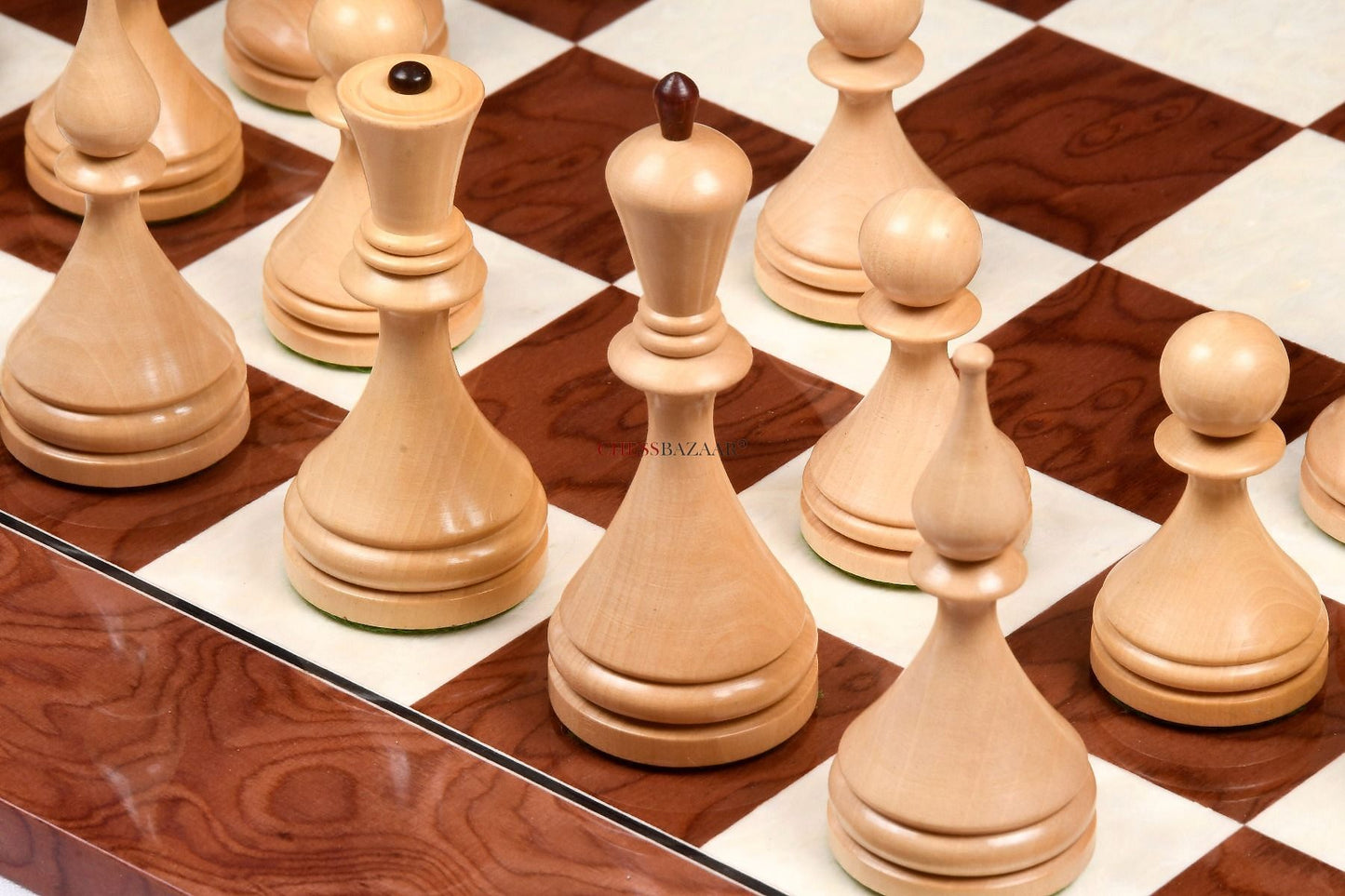 Reproduced 1961 Soviet Championship Baku Chess Pieces in Bud Rosewood & Boxwood - 4” King