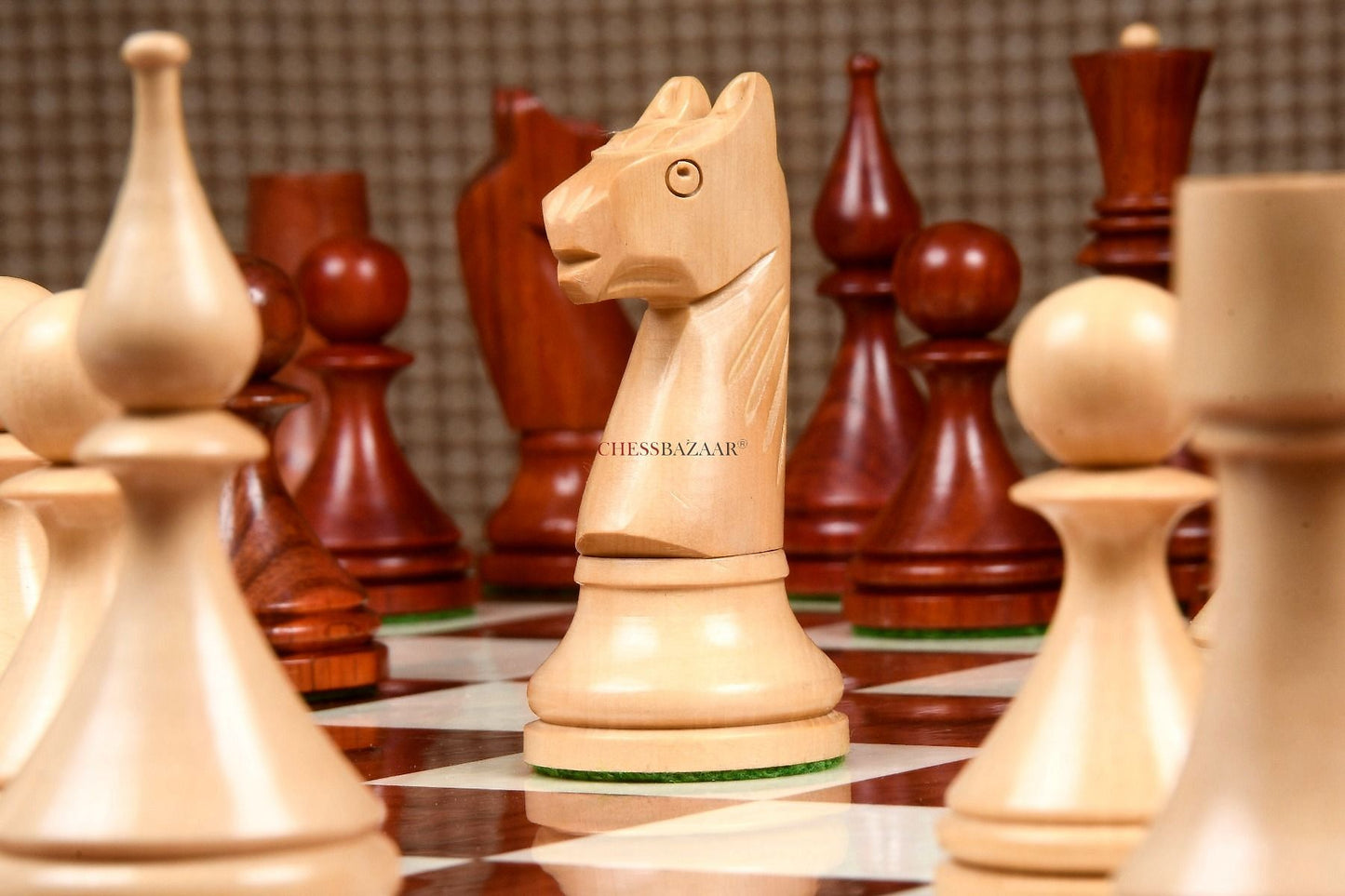 Reproduced 1961 Soviet Championship Baku Chess Pieces in Bud Rosewood & Boxwood - 4” King