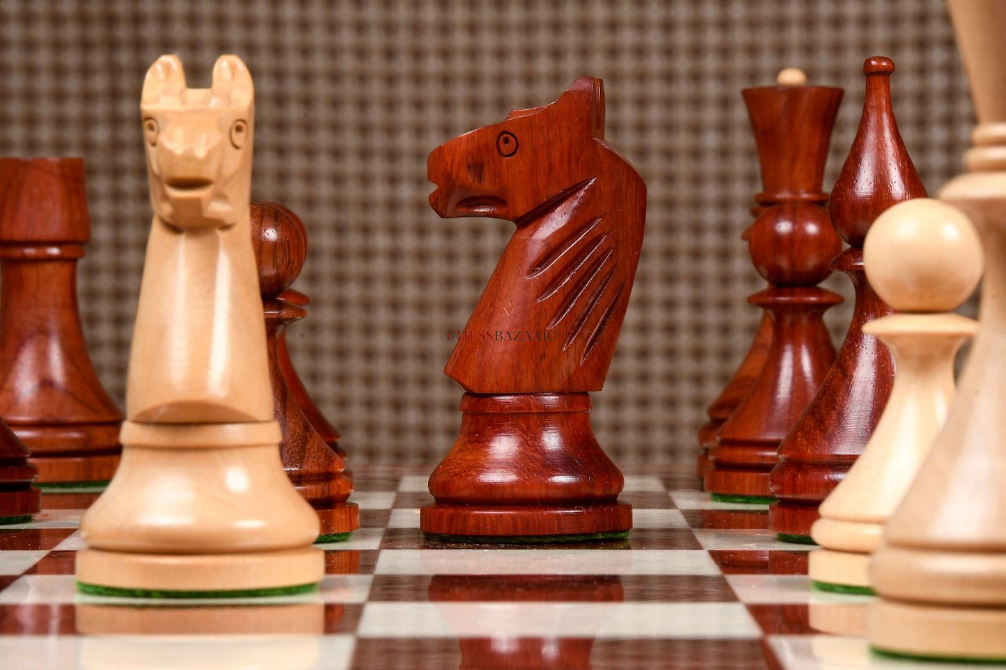 Reproduced 1961 Soviet Championship Baku Chess Pieces in Bud Rosewood & Boxwood - 4” King