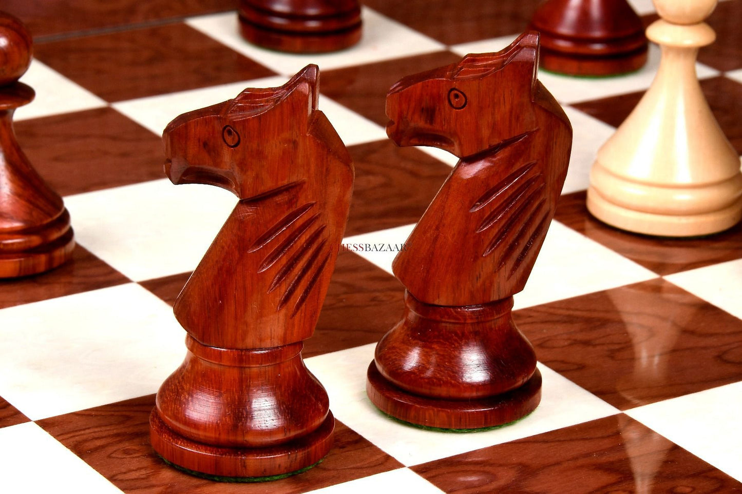 Reproduced 1961 Soviet Championship Baku Chess Pieces in Bud Rosewood & Boxwood - 4” King