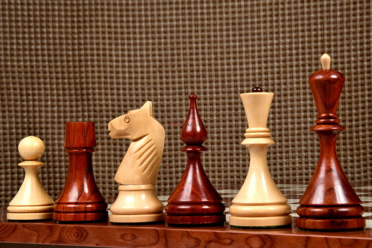 Reproduced 1961 Soviet Championship Baku Chess Pieces in Bud Rosewood & Boxwood - 4” King
