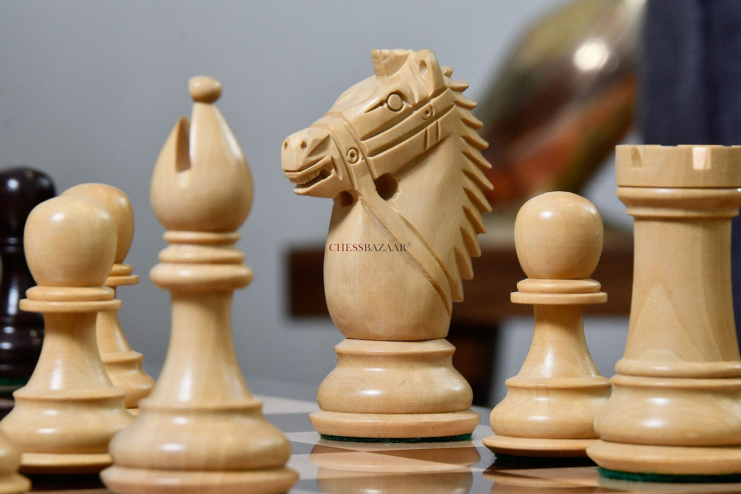 The Bridle Knight Series Wooden Chess Pieces in Indian Rosewood & Box Wood - 4.1" King