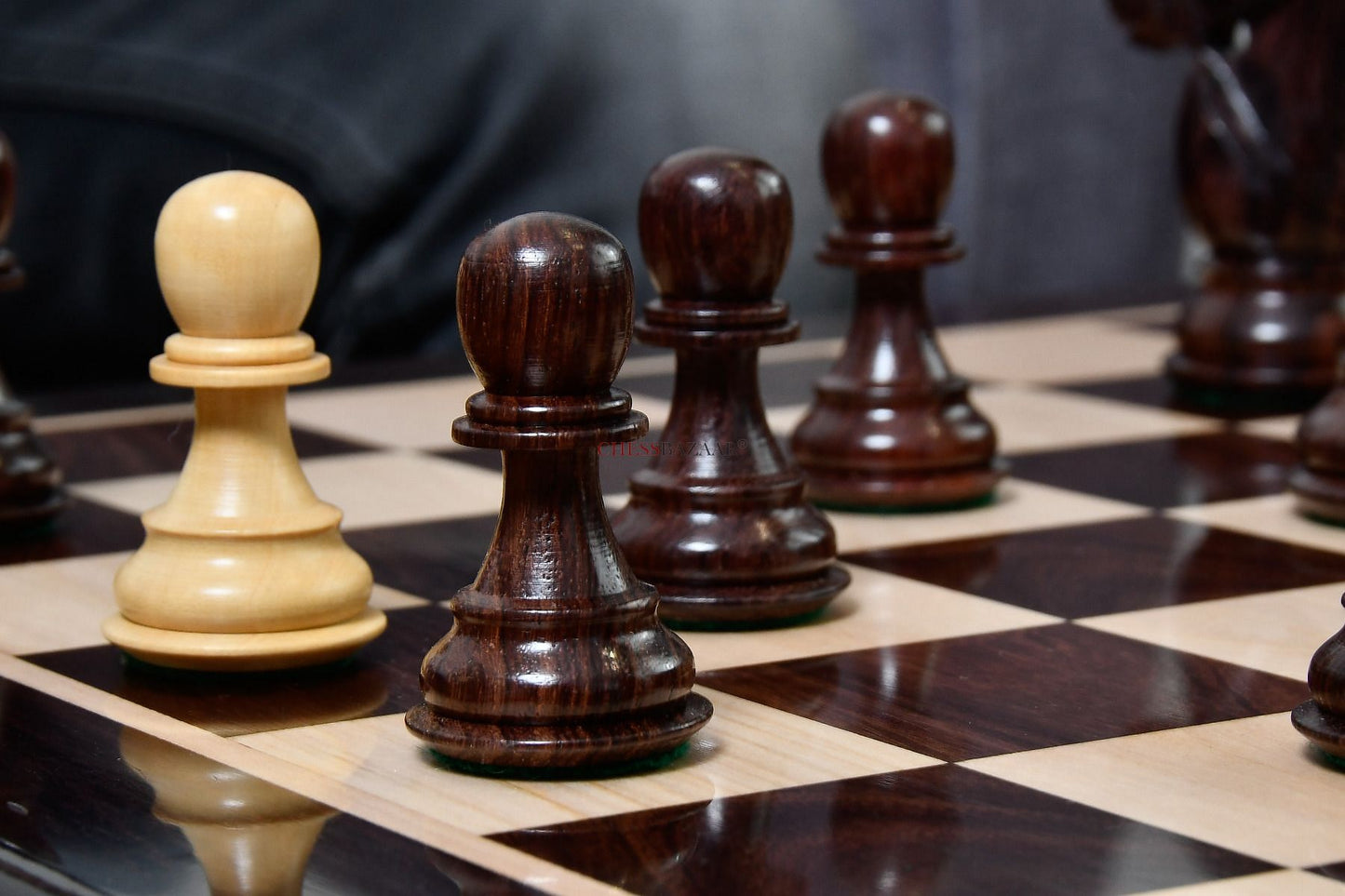 The Bridle Knight Series Wooden Chess Pieces in Indian Rosewood & Box Wood - 4.1" King