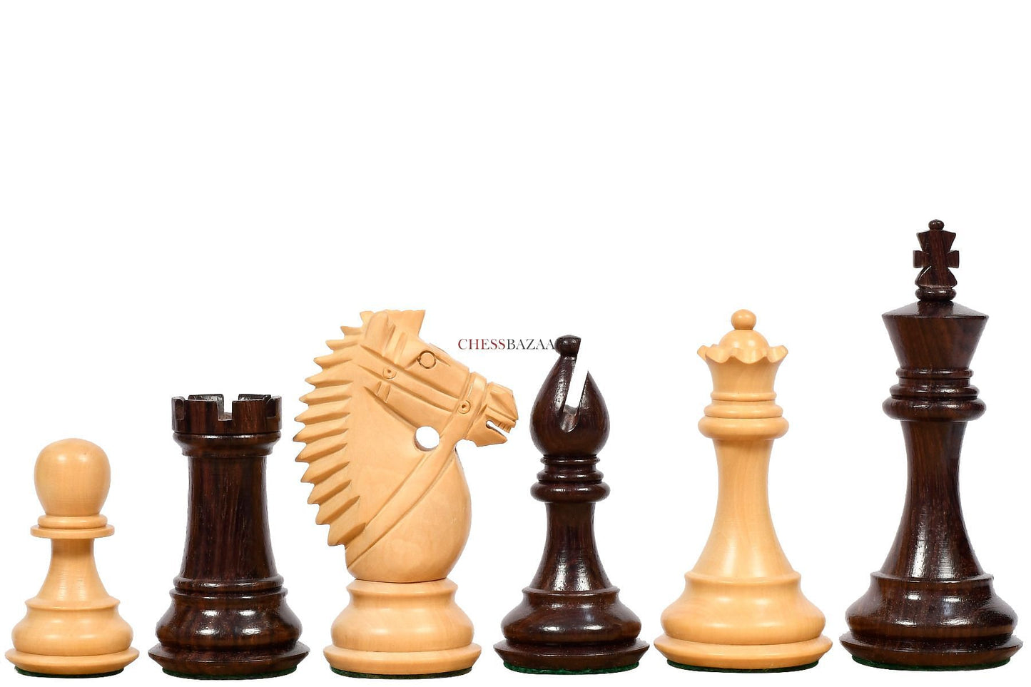 The Bridle Knight Series Wooden Chess Pieces in Indian Rosewood & Box Wood - 4.1" King