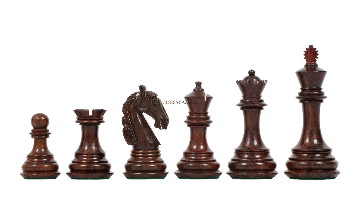 The New Columbian Staunton Series Chess Pieces in Rose Wood & Boxwood - 3.8" King