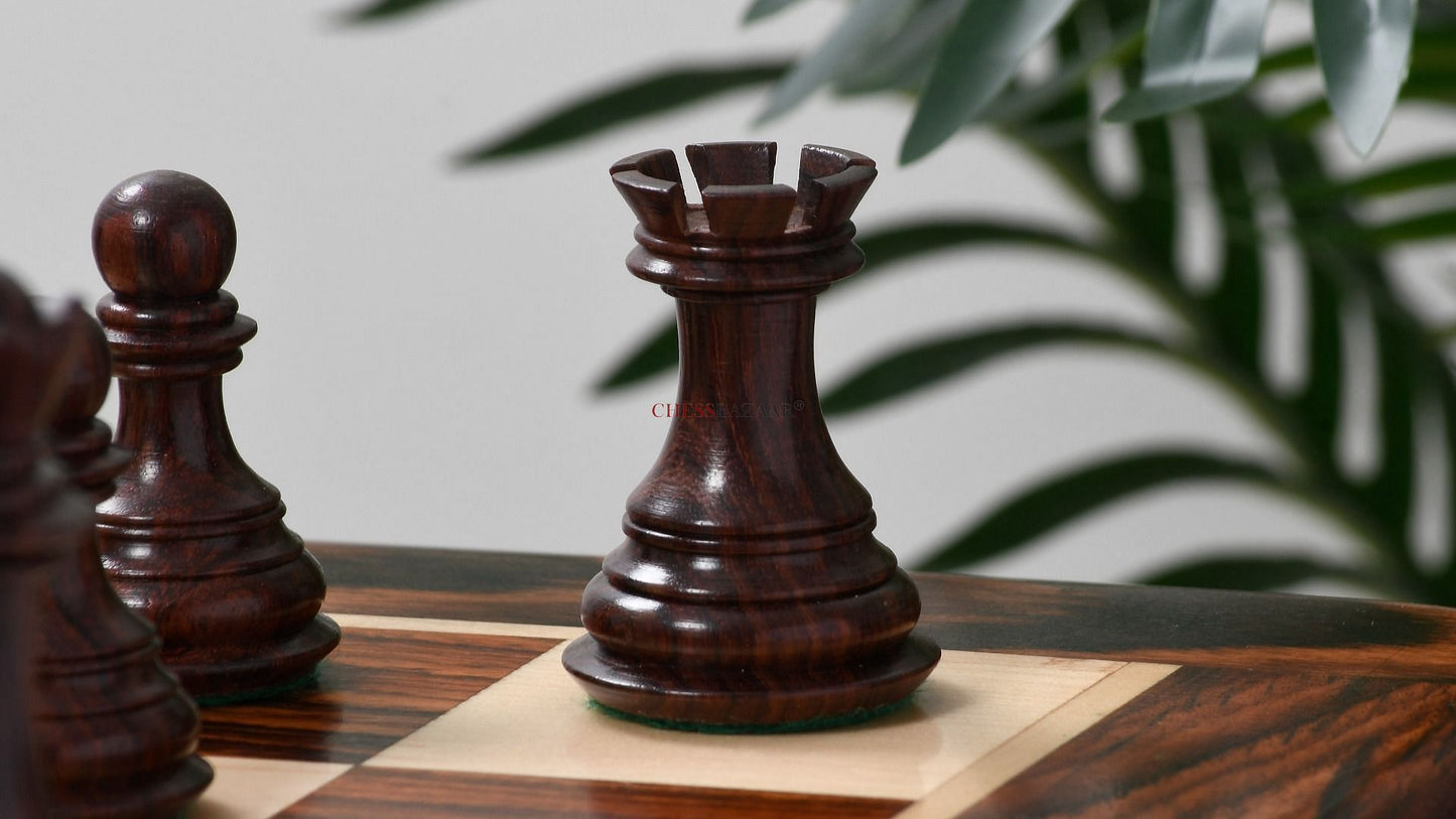 The New Columbian Staunton Series Chess Pieces in Rose Wood & Boxwood - 3.8" King
