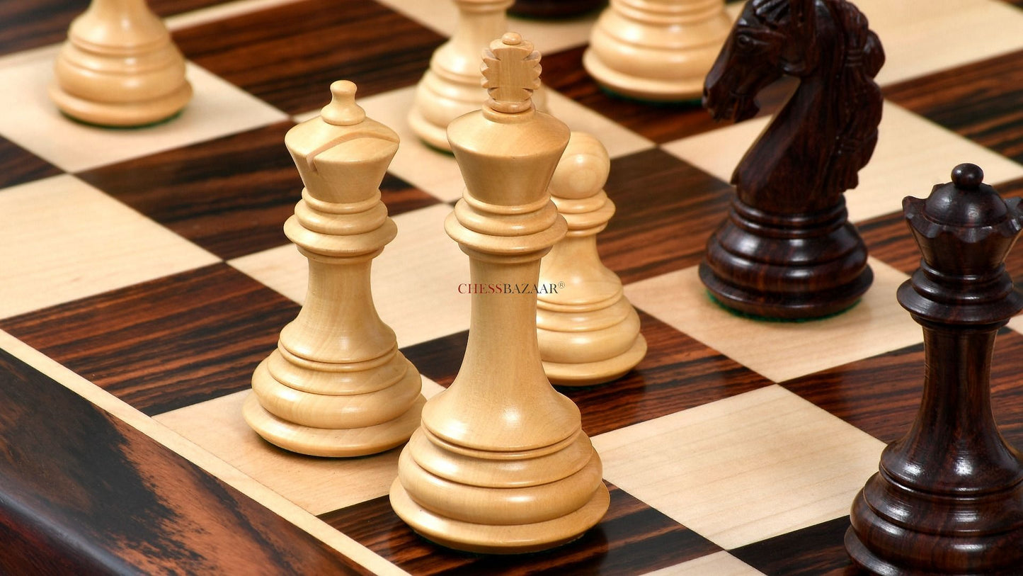 The New Columbian Staunton Series Chess Pieces in Rose Wood & Boxwood - 3.8" King