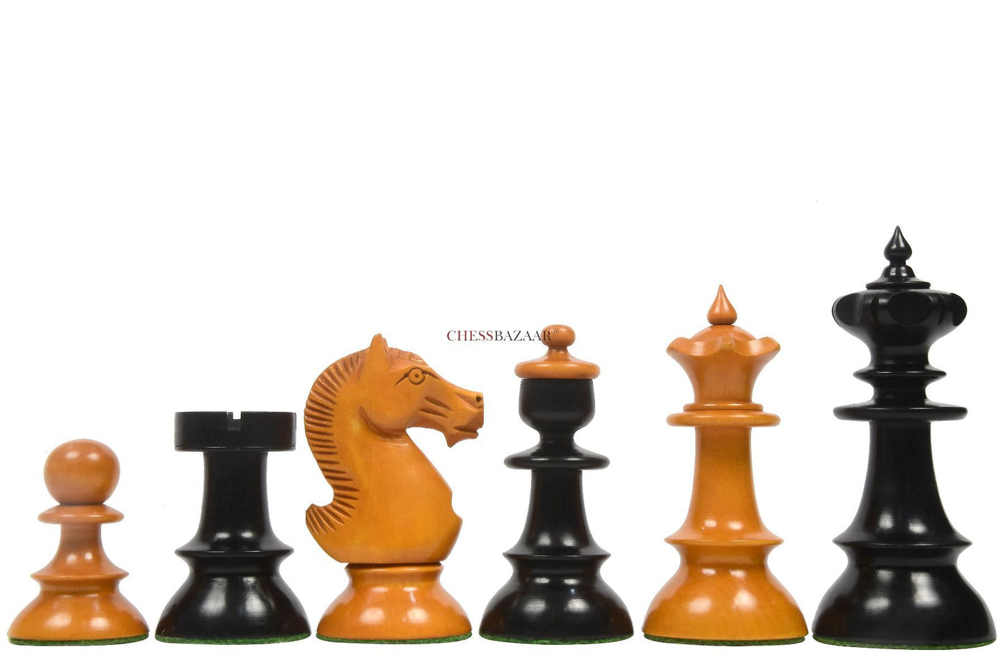 Reproduced Vintage Series Original Austrian Coffee House Old Vienna Chess Pieces in Ebonized and Antique Boxwood V2.0- 3.75" King