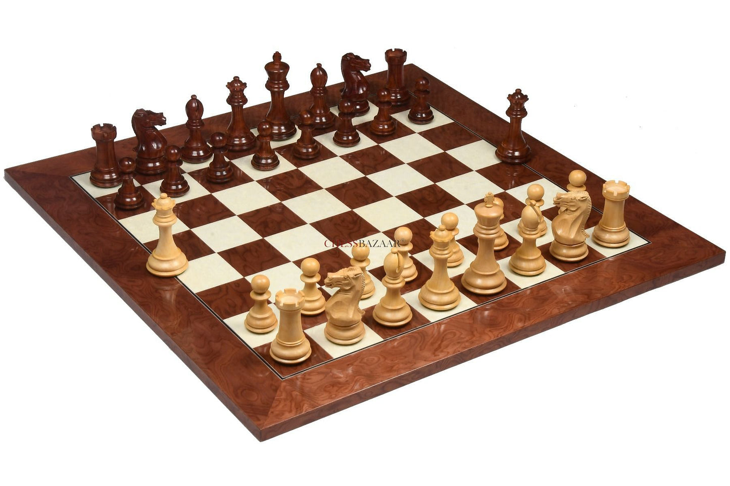 The Honour of Staunton (HOS) Series Weighted Chess Pieces in Bud Rose Wood & Box Wood - 4.0" King