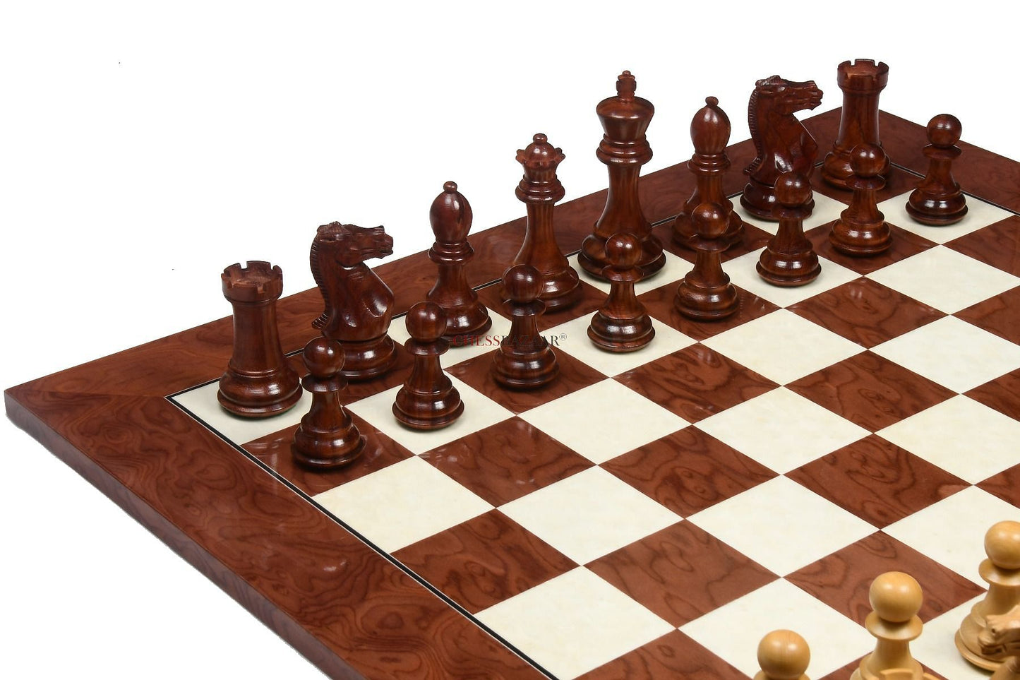 The Honour of Staunton (HOS) Series Weighted Chess Pieces in Bud Rose Wood & Box Wood - 4.0" King